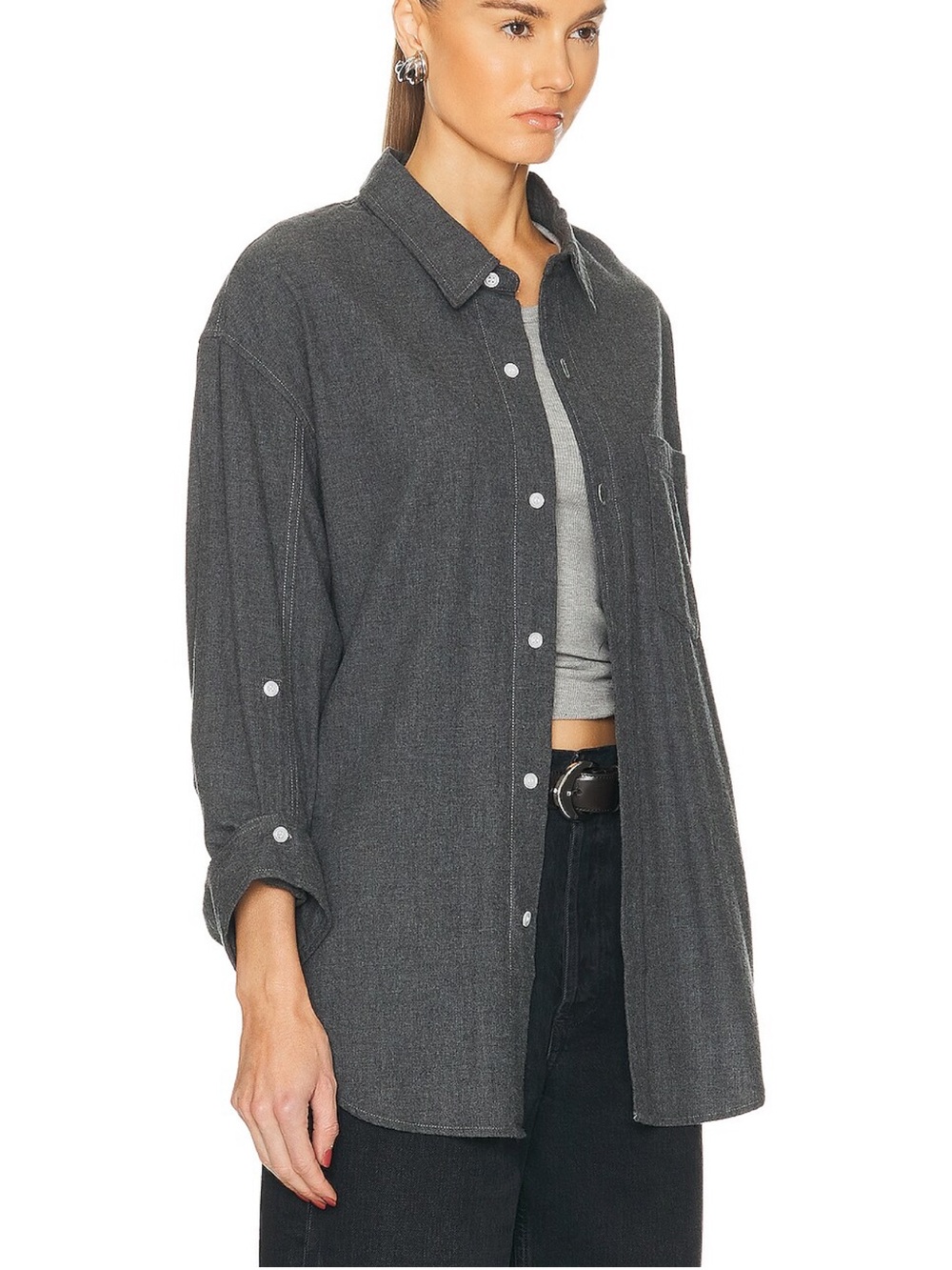CITIZENS OF HUMANITY Kayla Shirt Women’s S Button Up Heron Grey Cotton Flannel